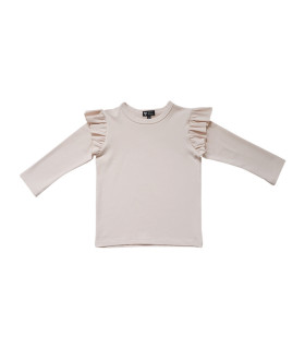 Bluse med flæser ved ærmet - rosa