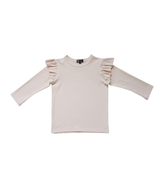 Bluse med flæser ved ærmet - rosa