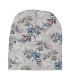 Sølvgrå beanie hue med blomsterprint