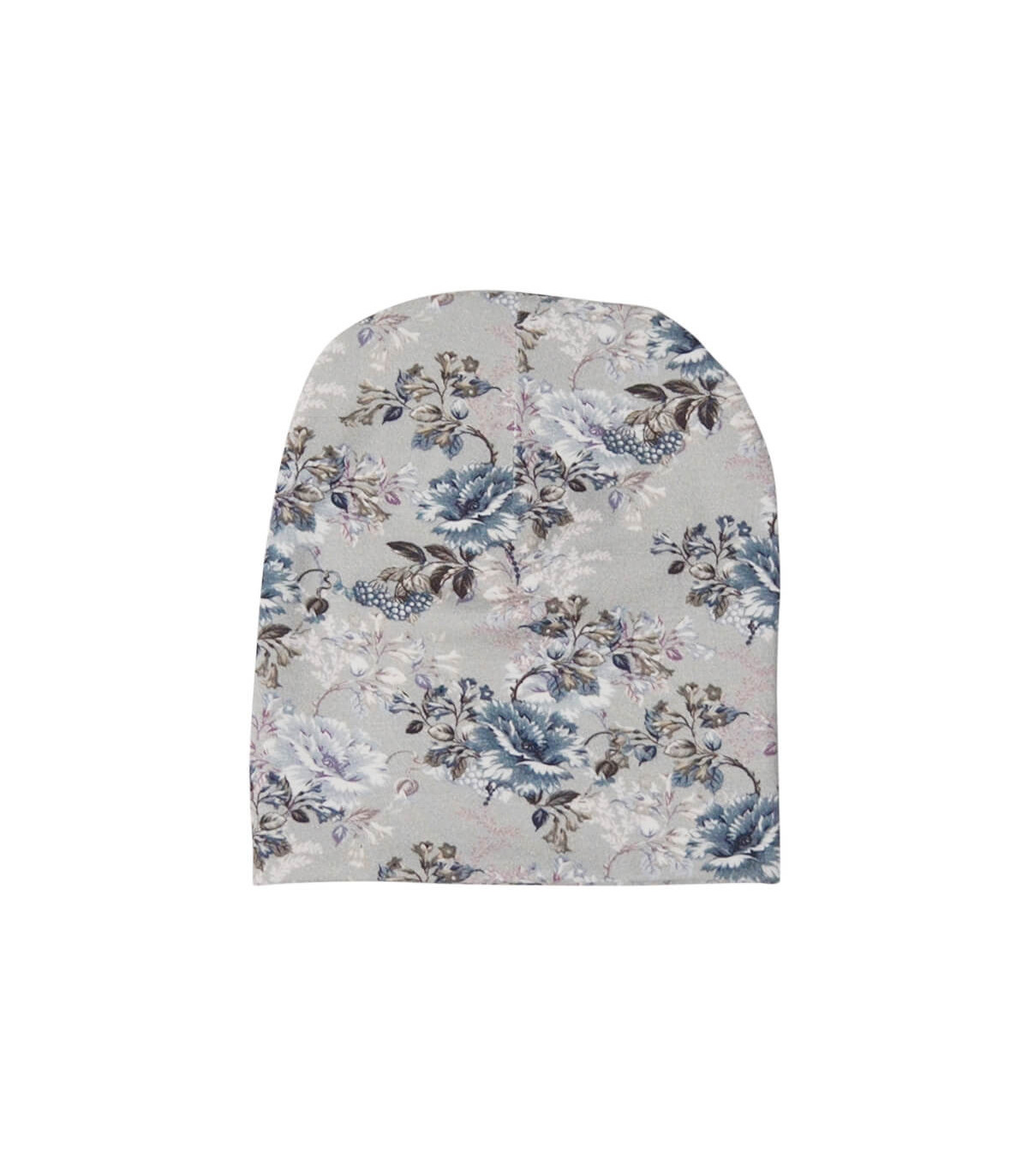 Sølvgrå beanie hue med blomsterprint