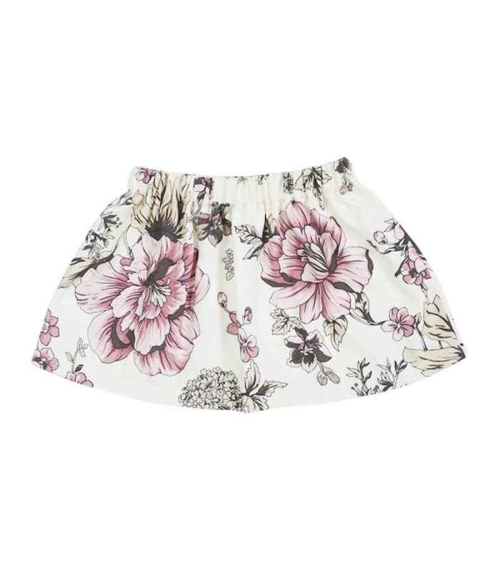 Nederdel - off hvid m. print - Petitflora