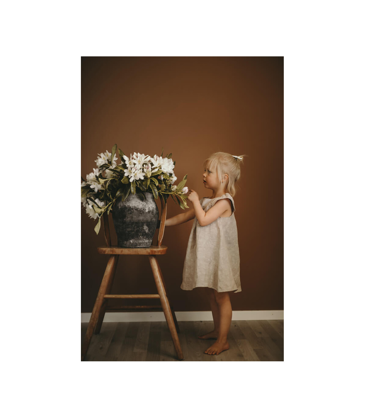 Hør kjole - beige - Petitflora