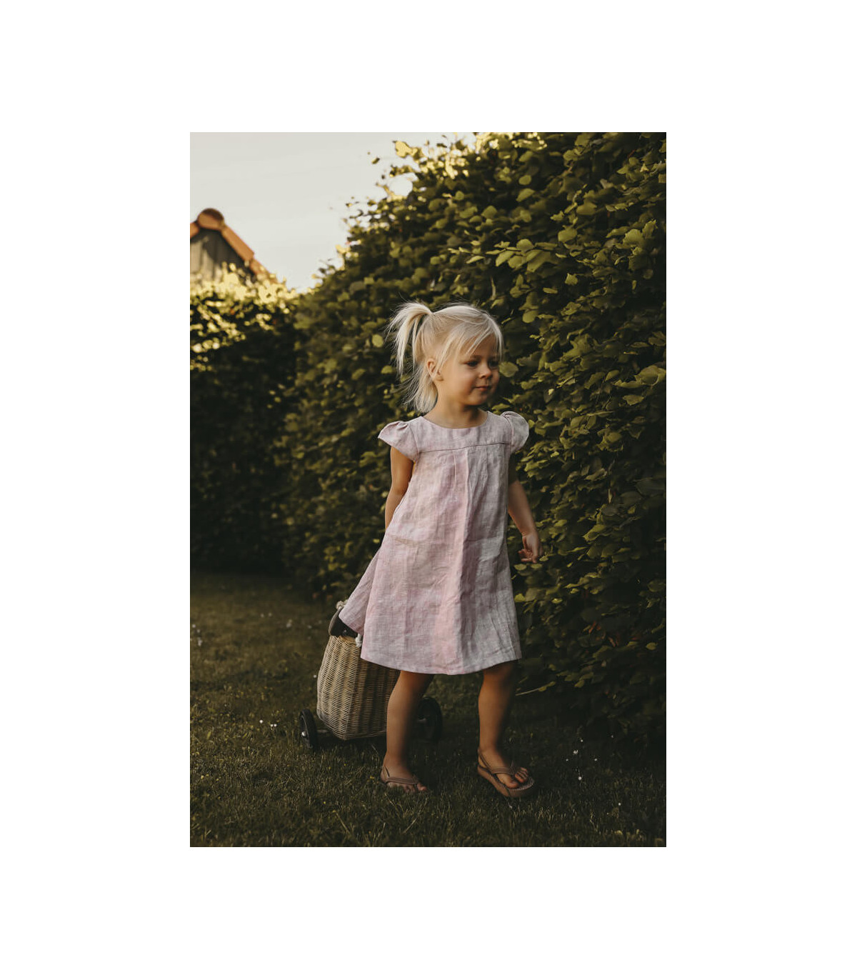 Hør kjole - Rosa - Petitflora