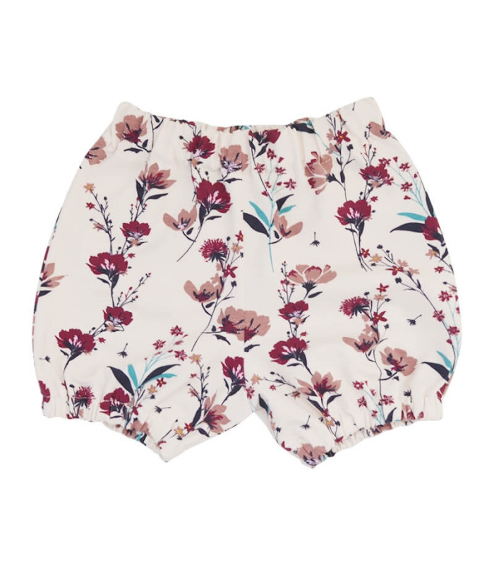 Baby bloomers i jersey med blomsterprint fra Petitflora i creme farve