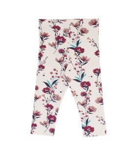 Creme leggings til børn i økologisk bomuld med blomsterprint