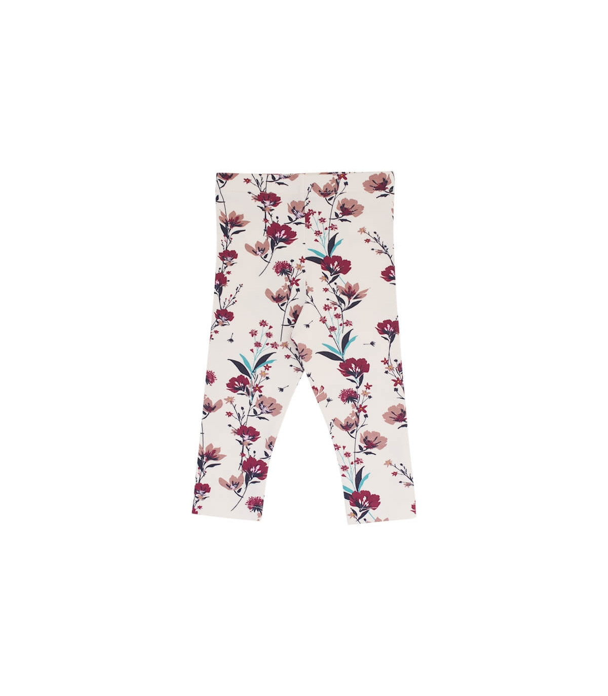Creme leggings til børn i økologisk bomuld med blomsterprint