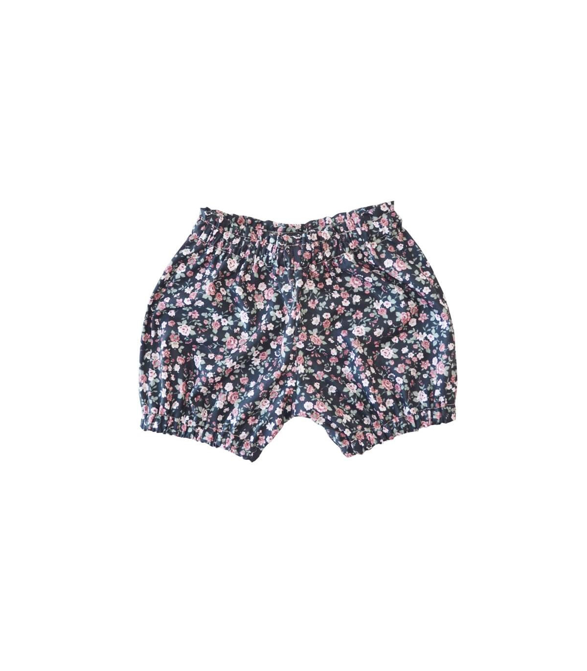 Shorts til børn i blød bomuld med elastisk talje og blomsterprint
