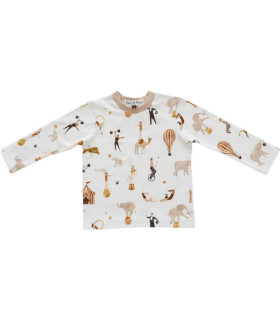 Cremefarvet babybluse med cirkusprint fra Petitflora