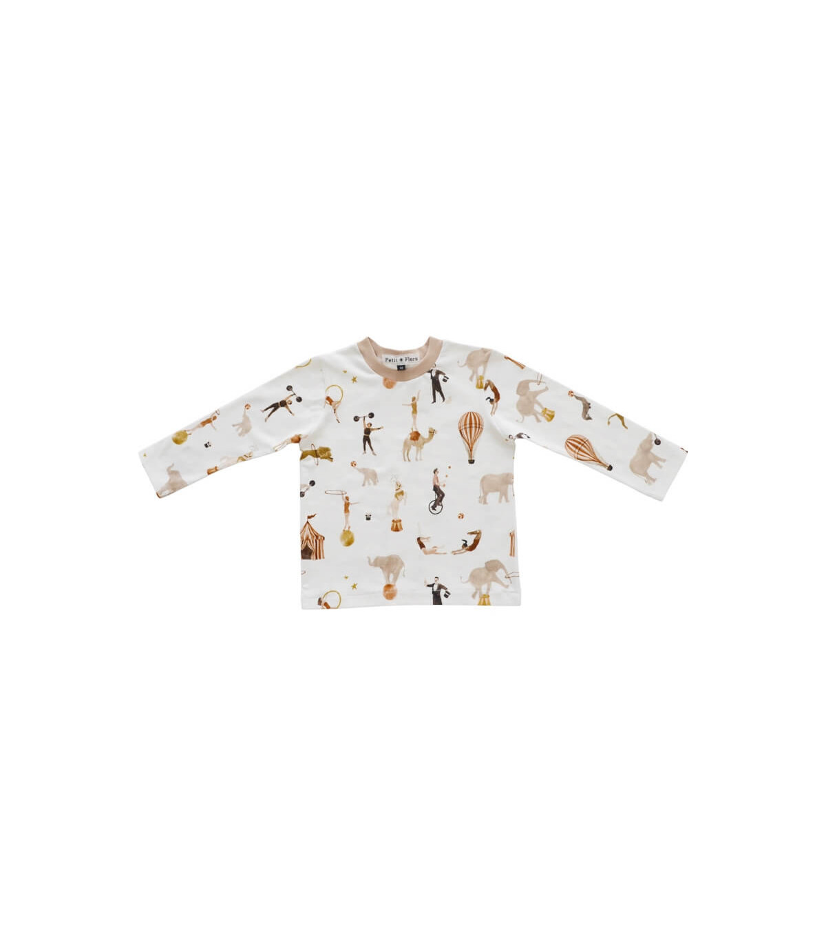 Cremefarvet babybluse med cirkusprint fra Petitflora