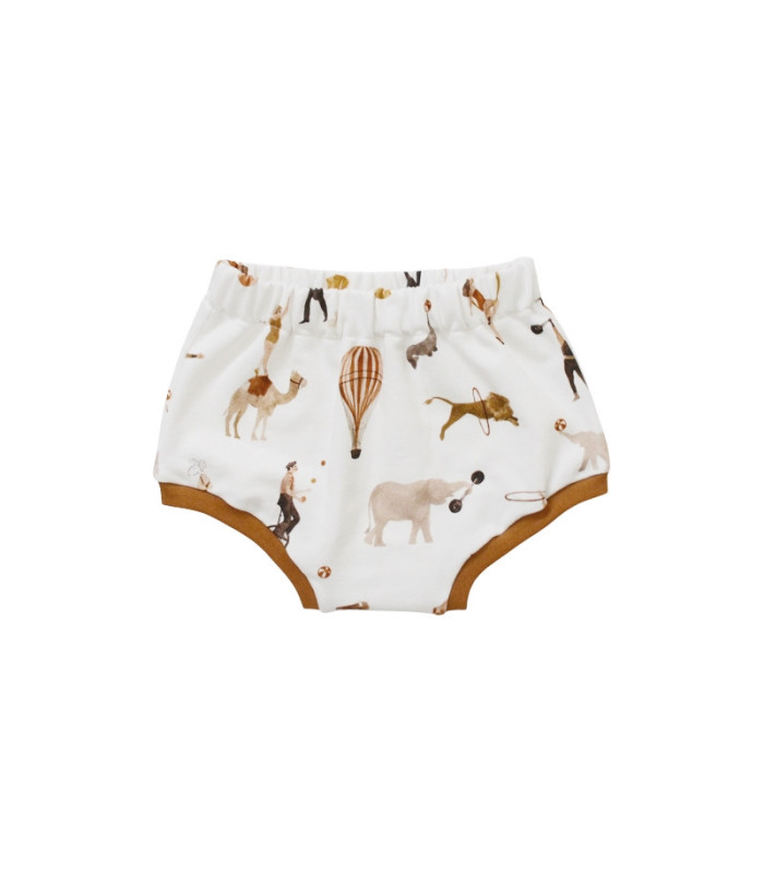 Baby bloomers i creme med cirkusprint fra Petitflora