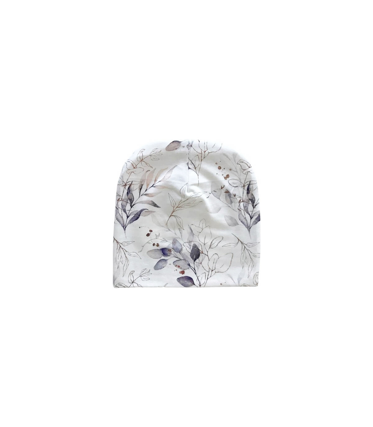 Cremefarvet beanie hue med blomsterprint