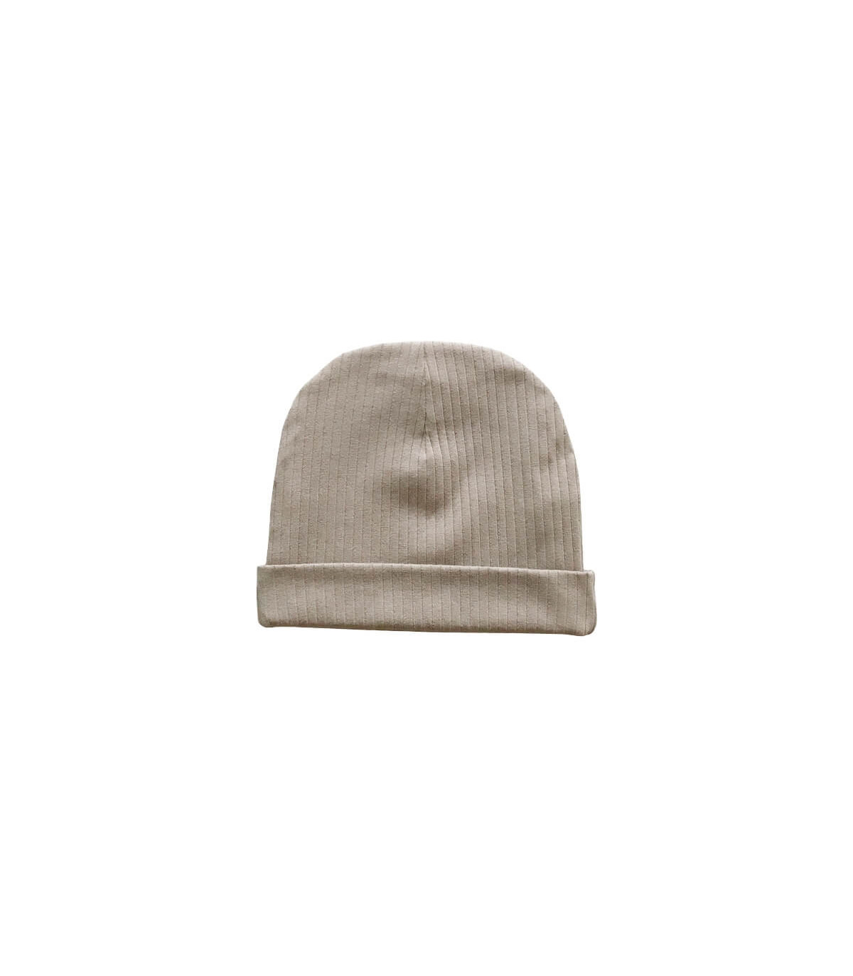 Beige beanie hue til børn i blød rib jersey
