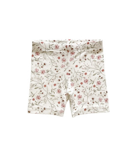 Cykelshorts til børn i blød bomuld med blomsterprint og elastisk talje