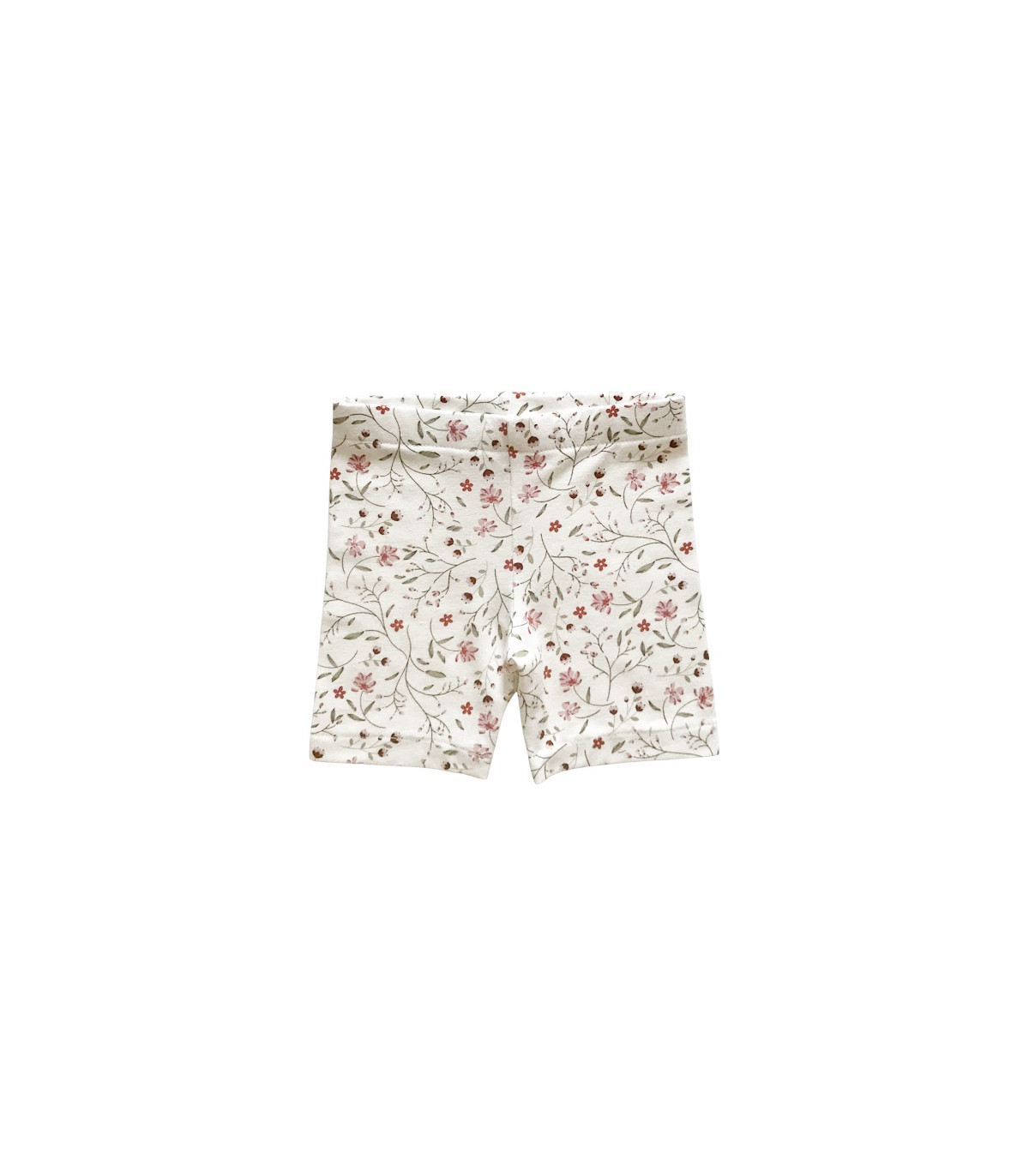 Cykelshorts til børn i blød bomuld med blomsterprint og elastisk talje