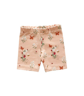 Cykelshorts til børn i blød jersey bomuld med elastisk talje og blomsterprint
