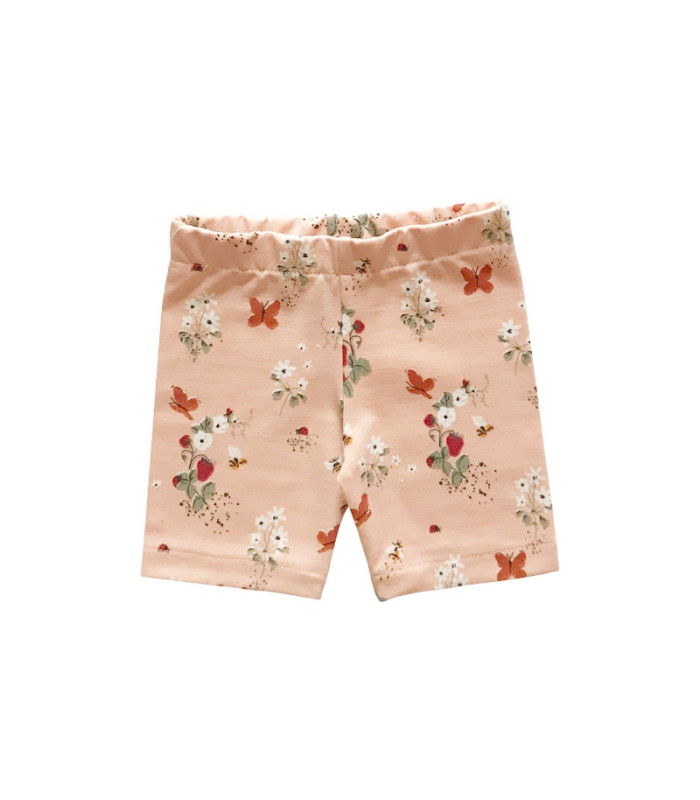 Cykelshorts til børn i blød jersey bomuld med elastisk talje og blomsterprint