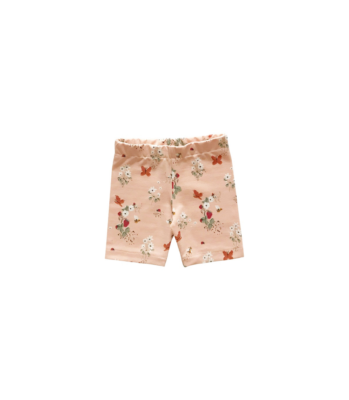 Cykelshorts til børn i blød jersey bomuld med elastisk talje og blomsterprint