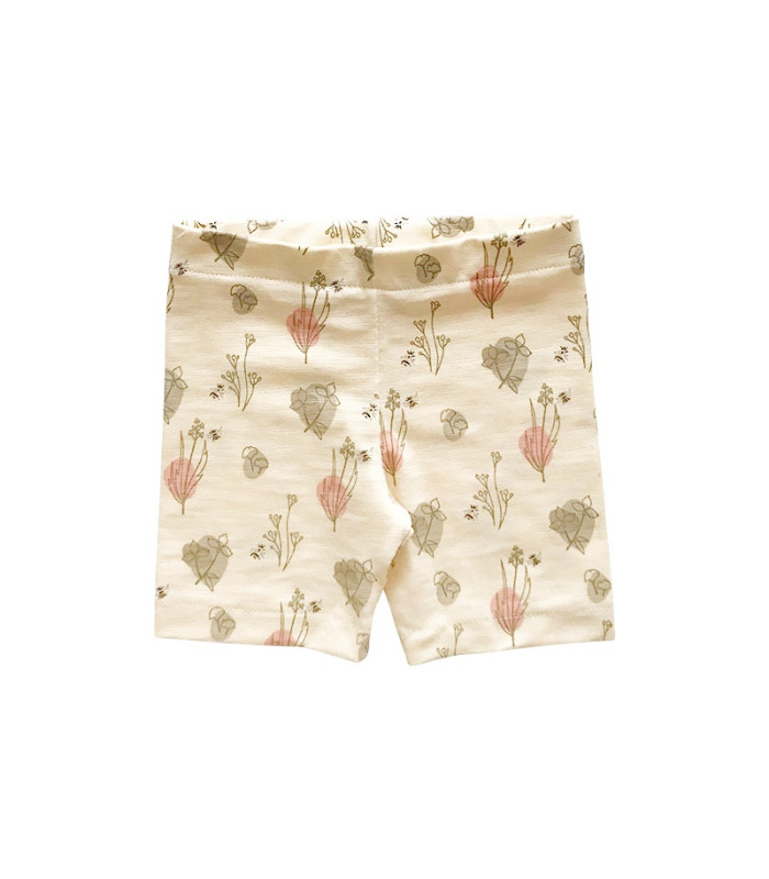 Cykelshorts til børn i blød bomuld med blomsterprint og høj talje