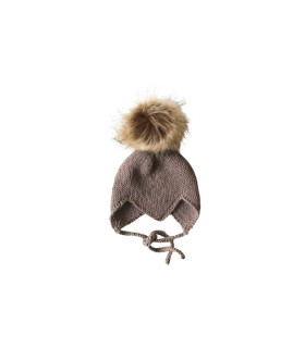 Brun babyhjelm i merinould fra Petitflora