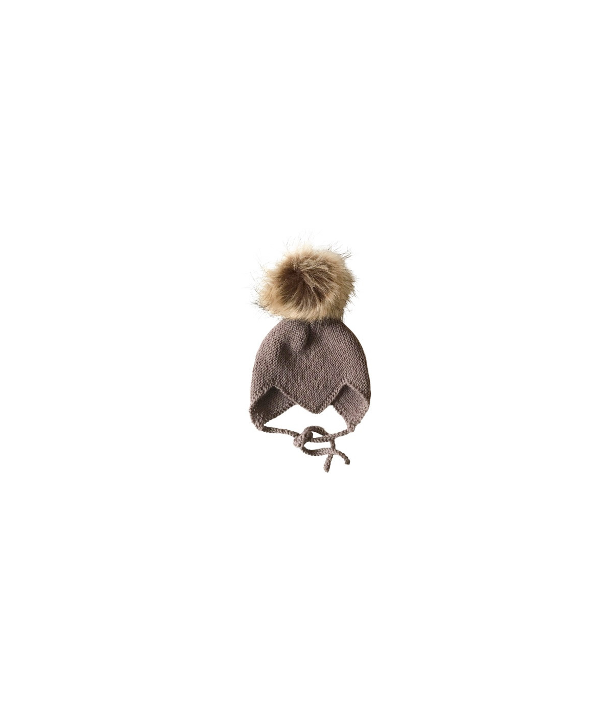 Brun babyhjelm i merinould fra Petitflora